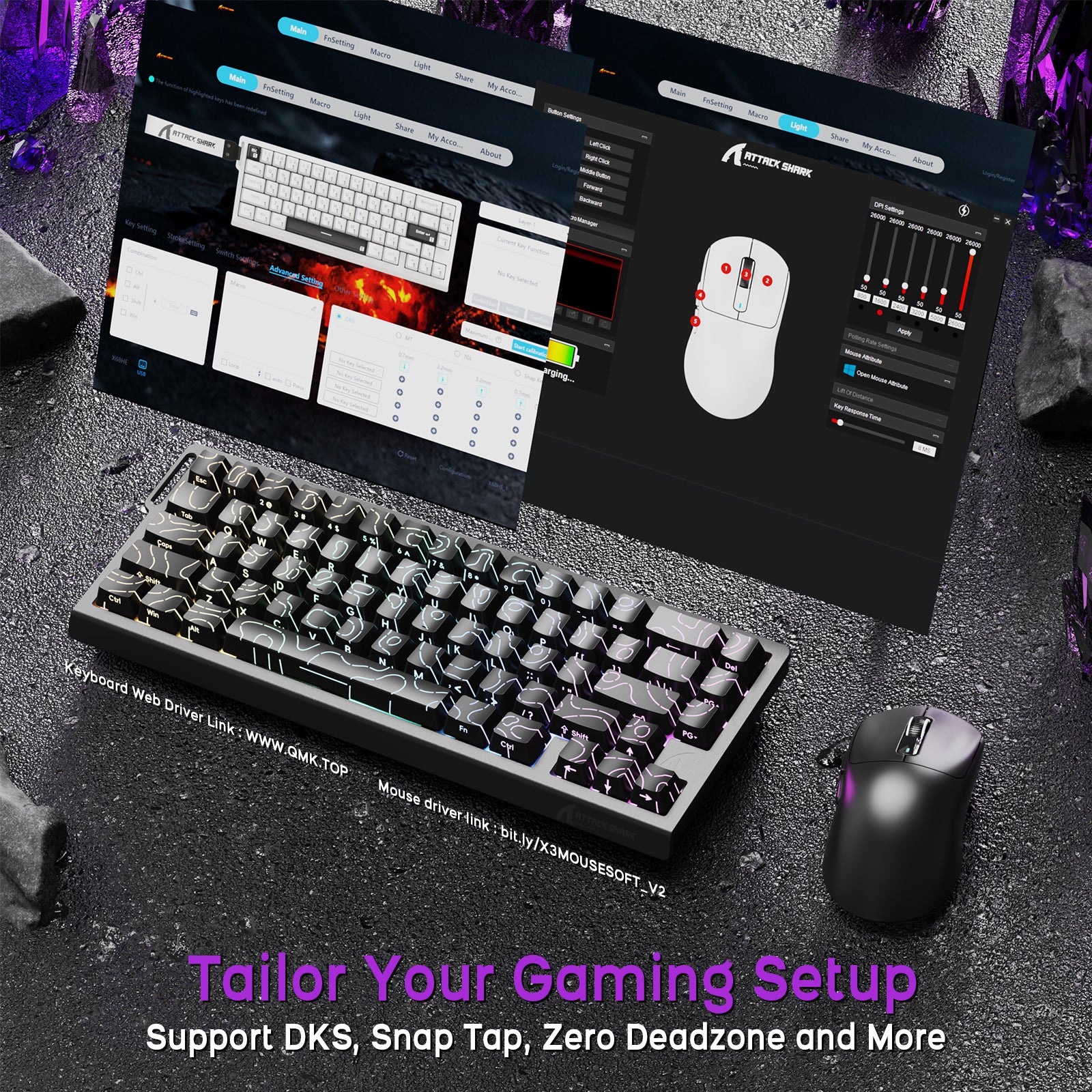 ATTACK SHARK X68HE Magnetic Keyboard With X3 Gaming Mouse Set