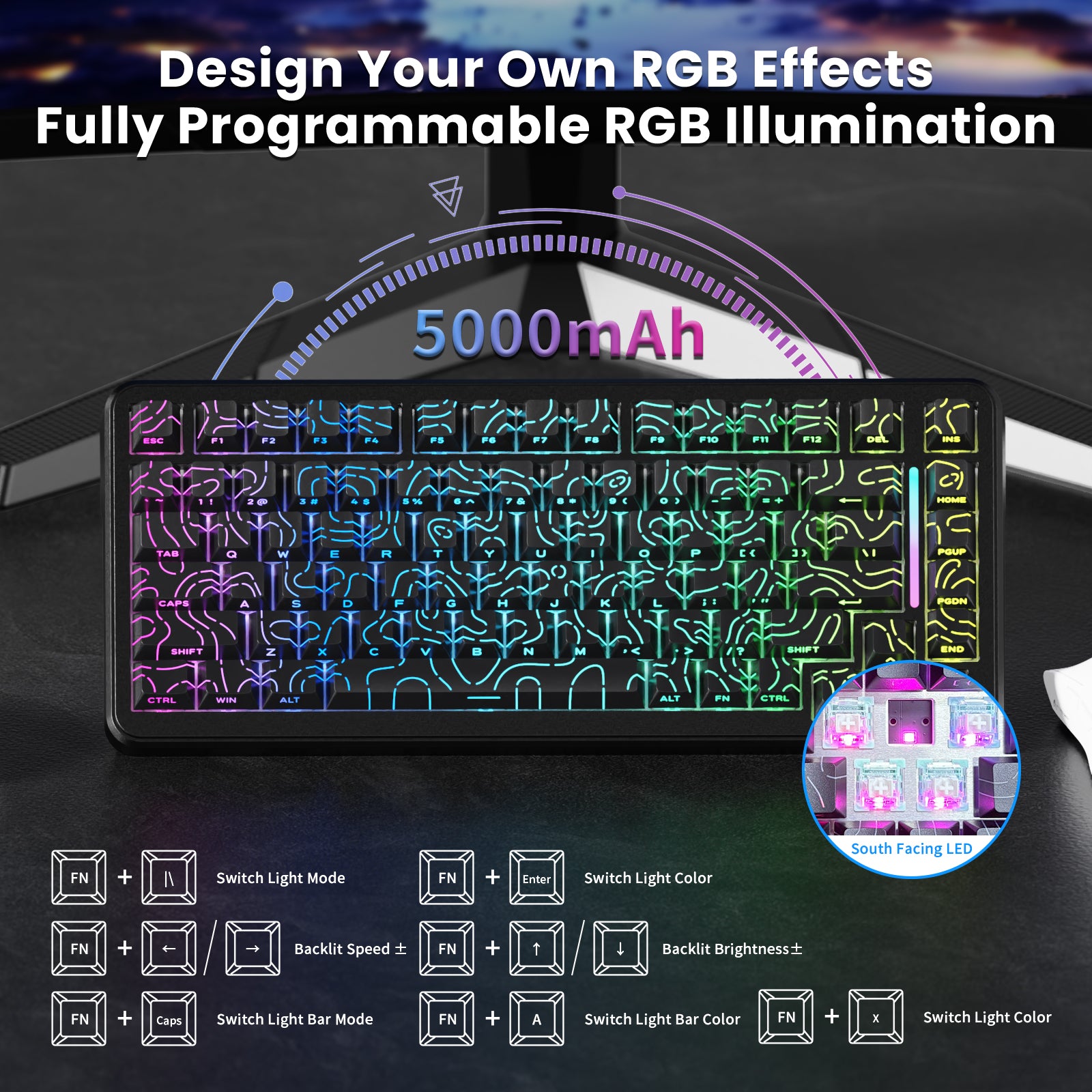 ATTACK SHARK X82PRO HE Magnetic Keyboard With C01Ultra RGB Coiled Cable