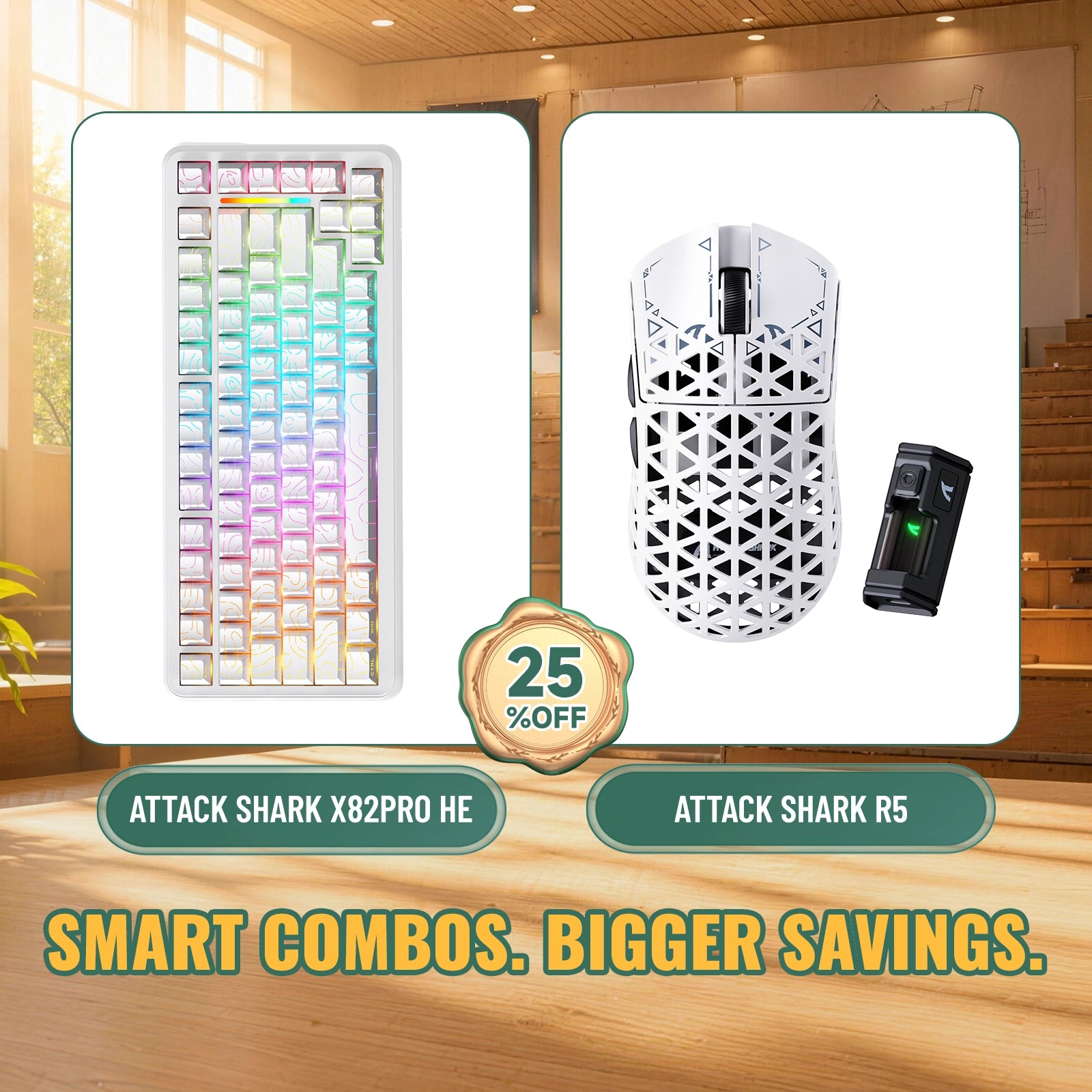ATTACK SHARK X82 PRO HE Rapid Trigger Keyboard + R5 Carbon Fiber Wireless Gaming Mouse Bundle