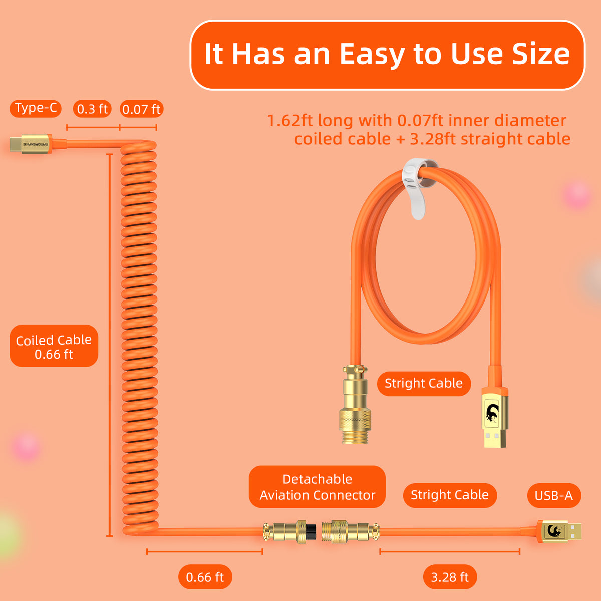 ATTACK SHARK x MAMBASNAKE C02 Coiled Cable