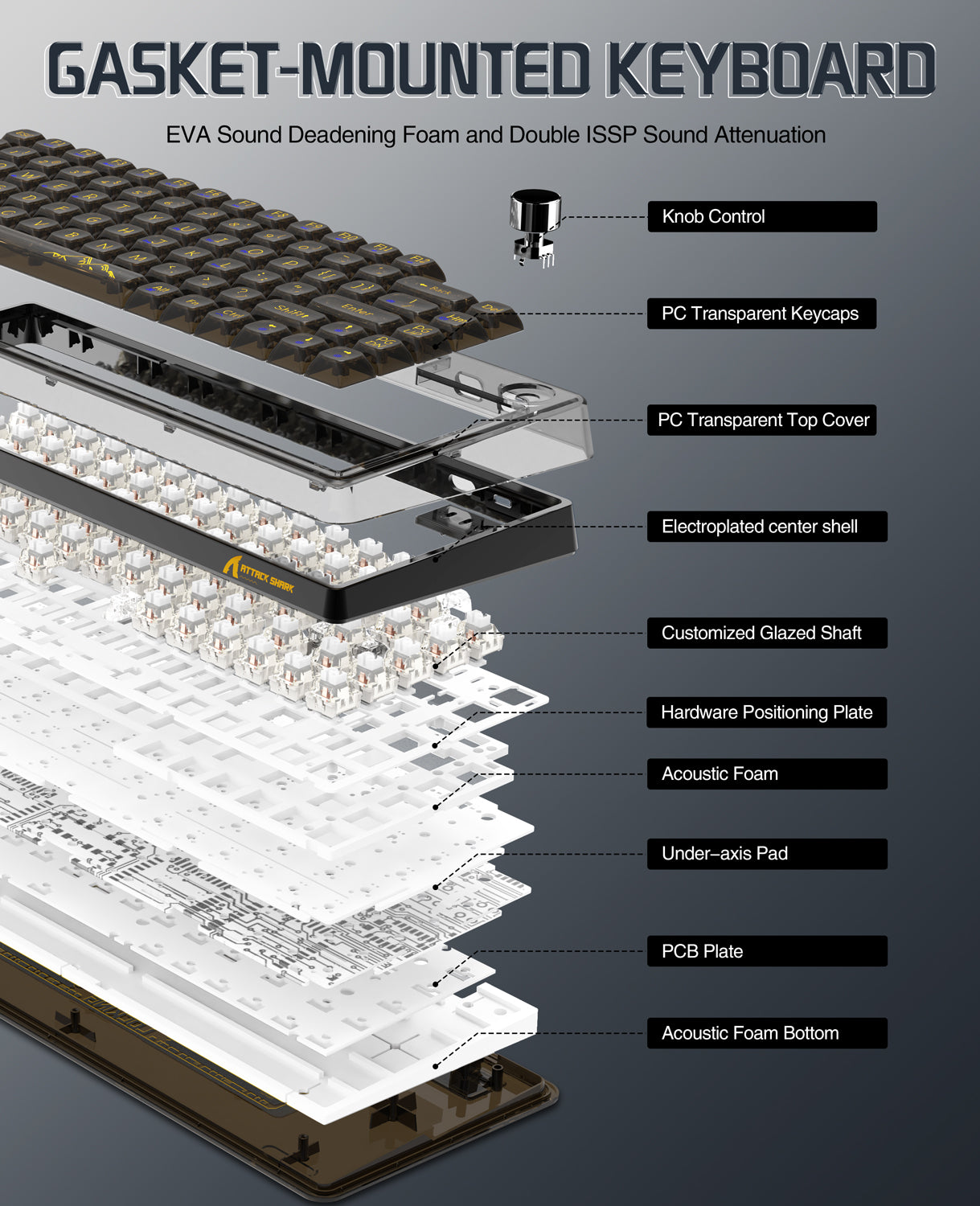 ATTACK SHARK K75 Pro Transparent Mechanical Keyboard