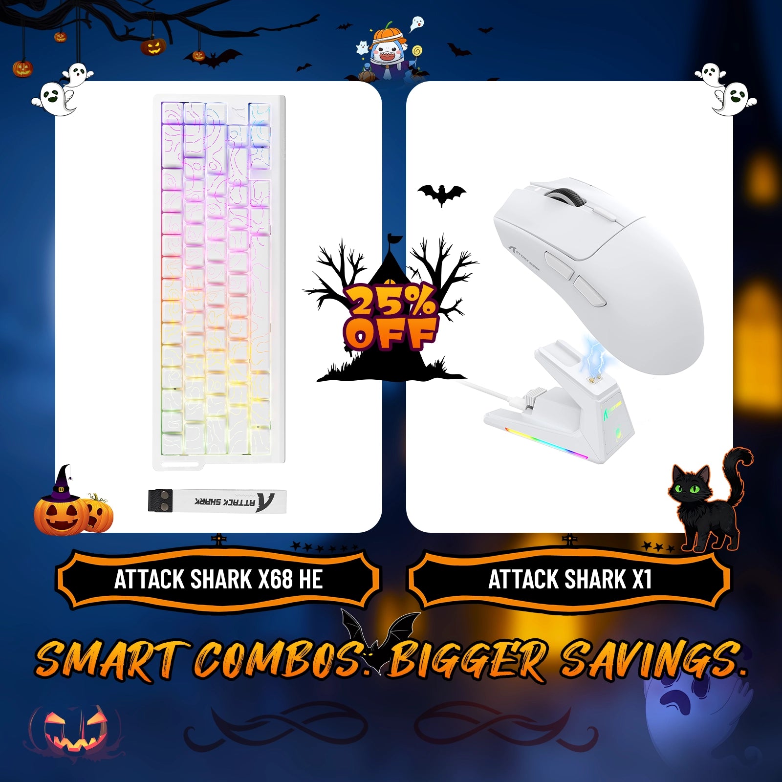 ATTACK SHARK X68HE Rapid Trigger Keyboard + X1 Wireless Gaming Mouse Bundle