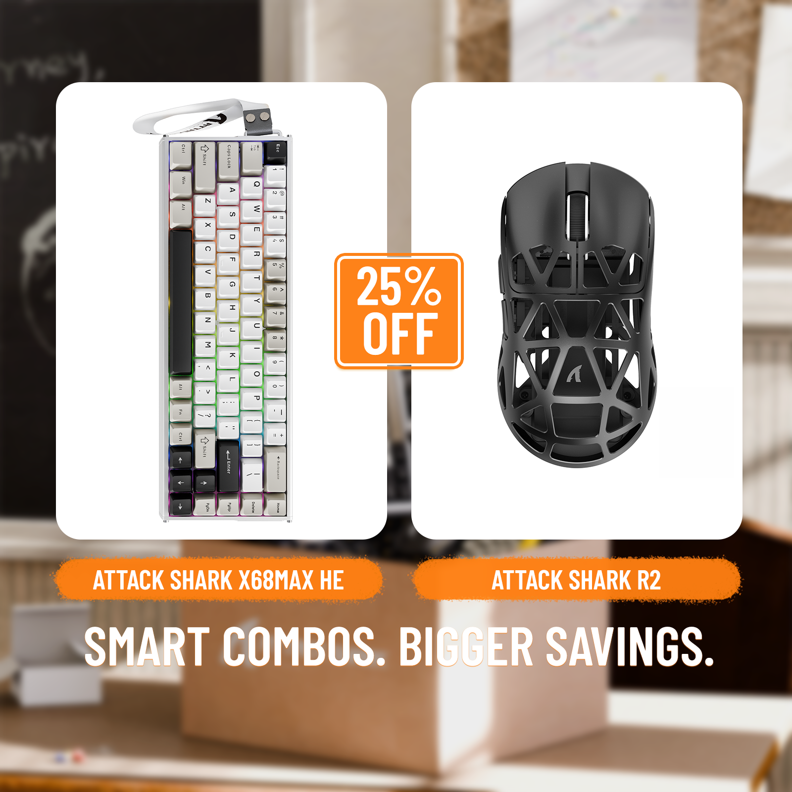 ATTACK SHARK X68MAX HE Rapid Trigger Aluminum Keyboard + R2 Magnesium Alloy Wireless Gaming Mouse Bundle