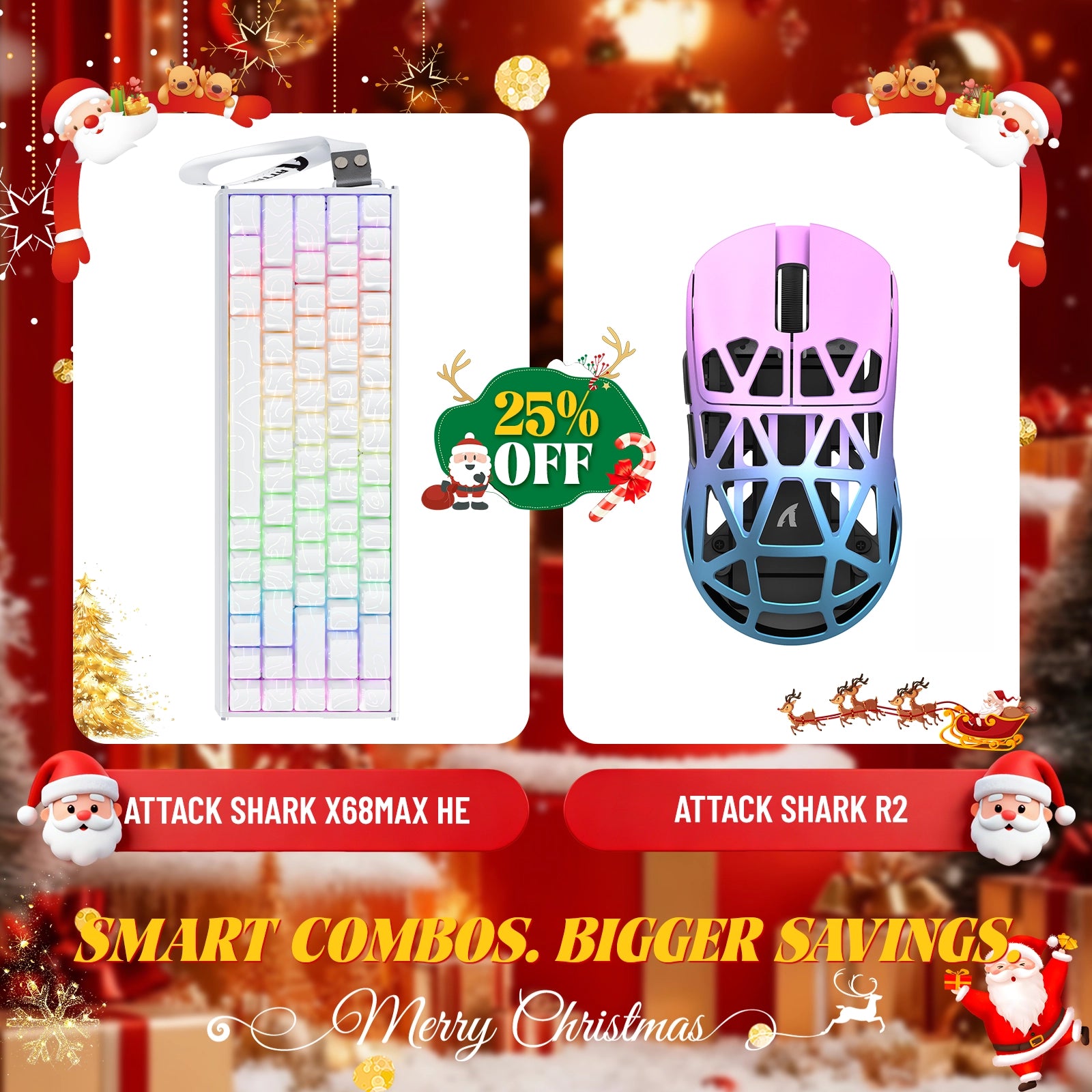 ATTACK SHARK X68MAX HE Rapid Trigger Aluminum Keyboard + R2 Magnesium Alloy Wireless Gaming Mouse Bundle