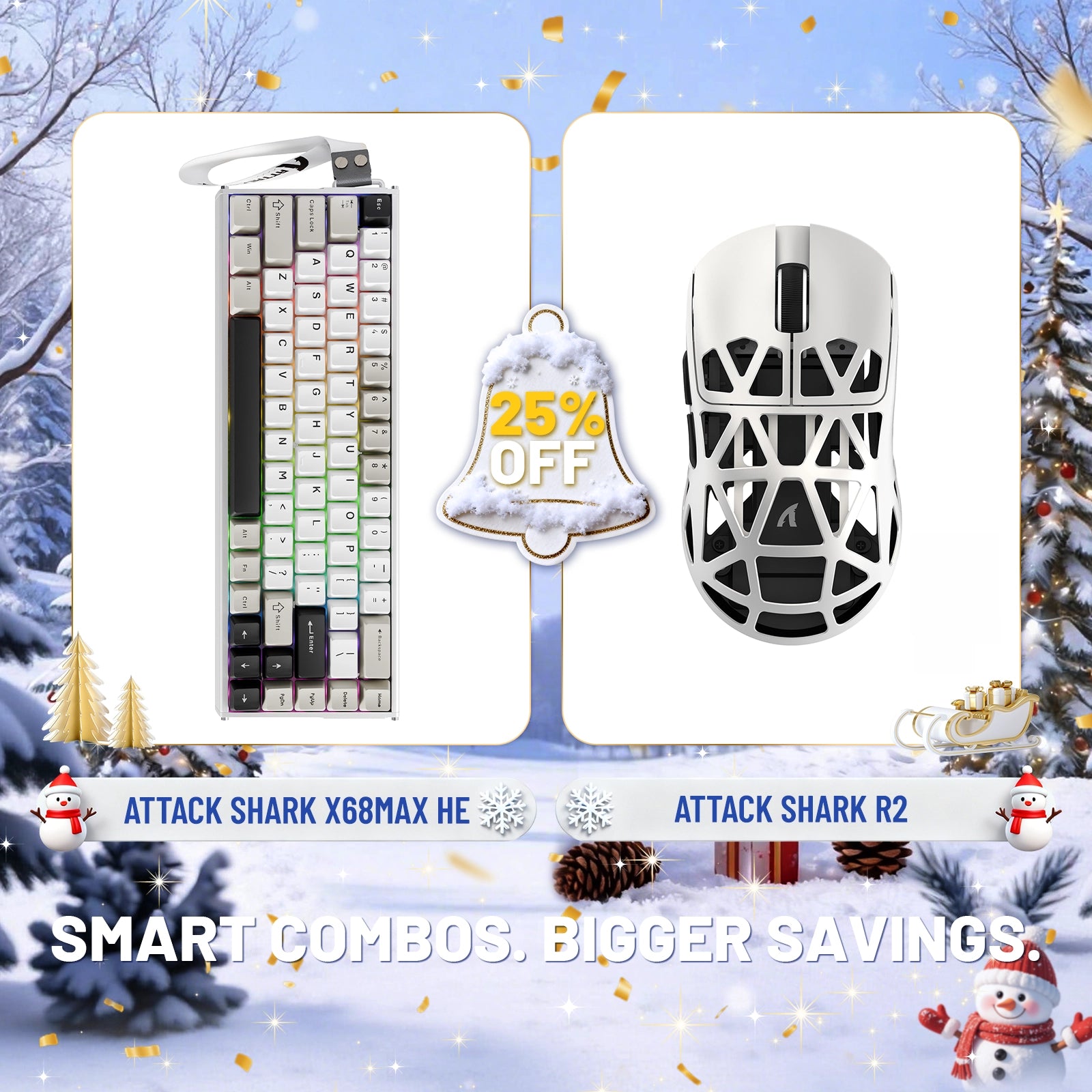 ATTACK SHARK X68MAX HE Rapid Trigger Aluminum Keyboard + R2 Magnesium Alloy Wireless Gaming Mouse Bundle