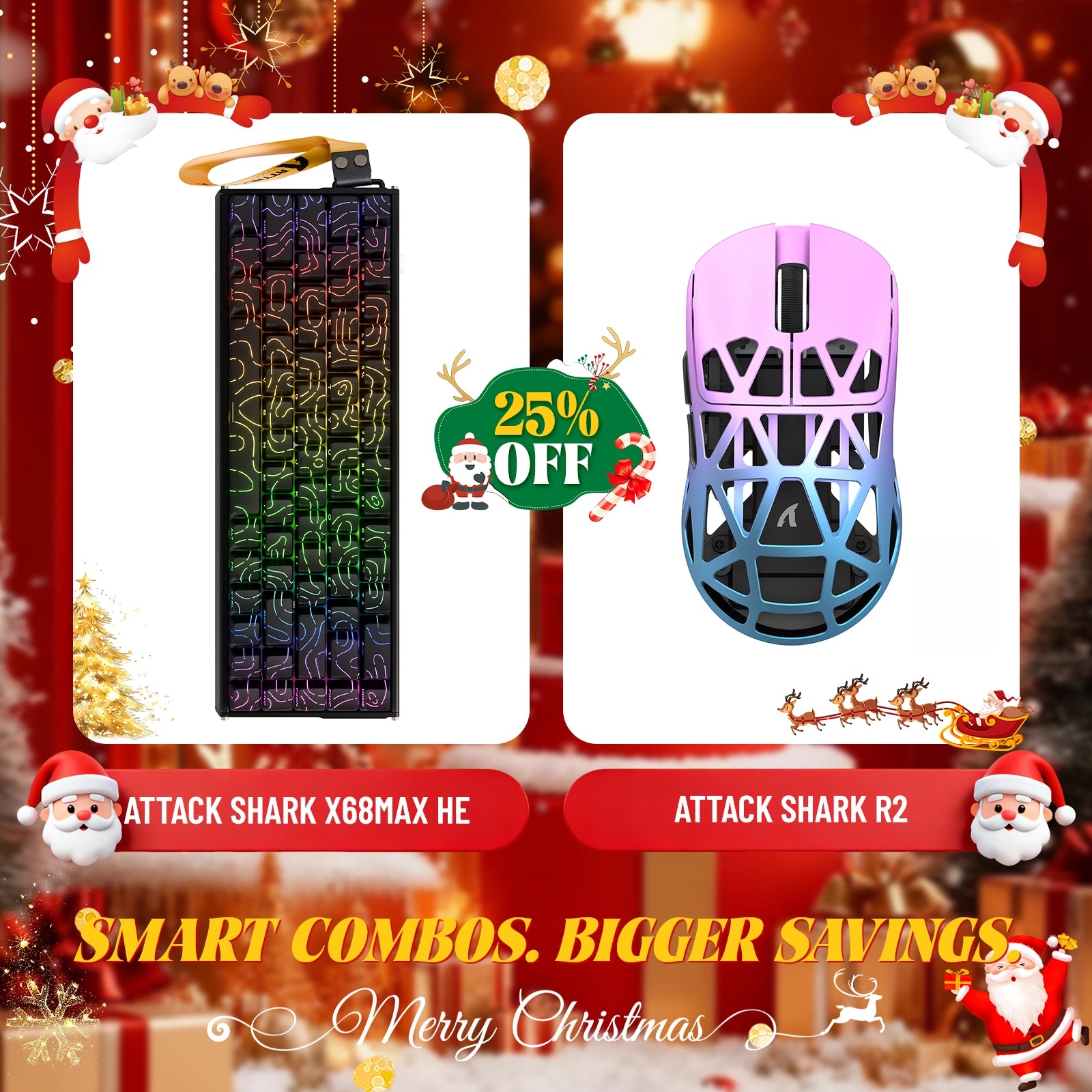 ATTACK SHARK X68MAX HE Rapid Trigger Aluminum Keyboard + R2 Magnesium Alloy Wireless Gaming Mouse Bundle