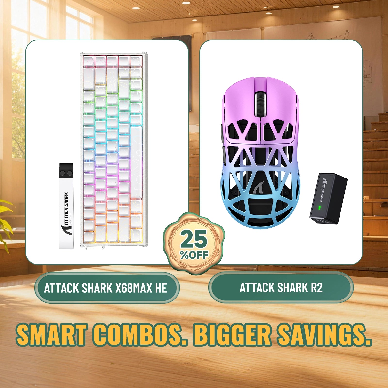 ATTACK SHARK X68 MAX HE Rapid Trigger Aluminum Keyboard + R2 Magnesium Alloy Wireless Gaming Mouse Bundle