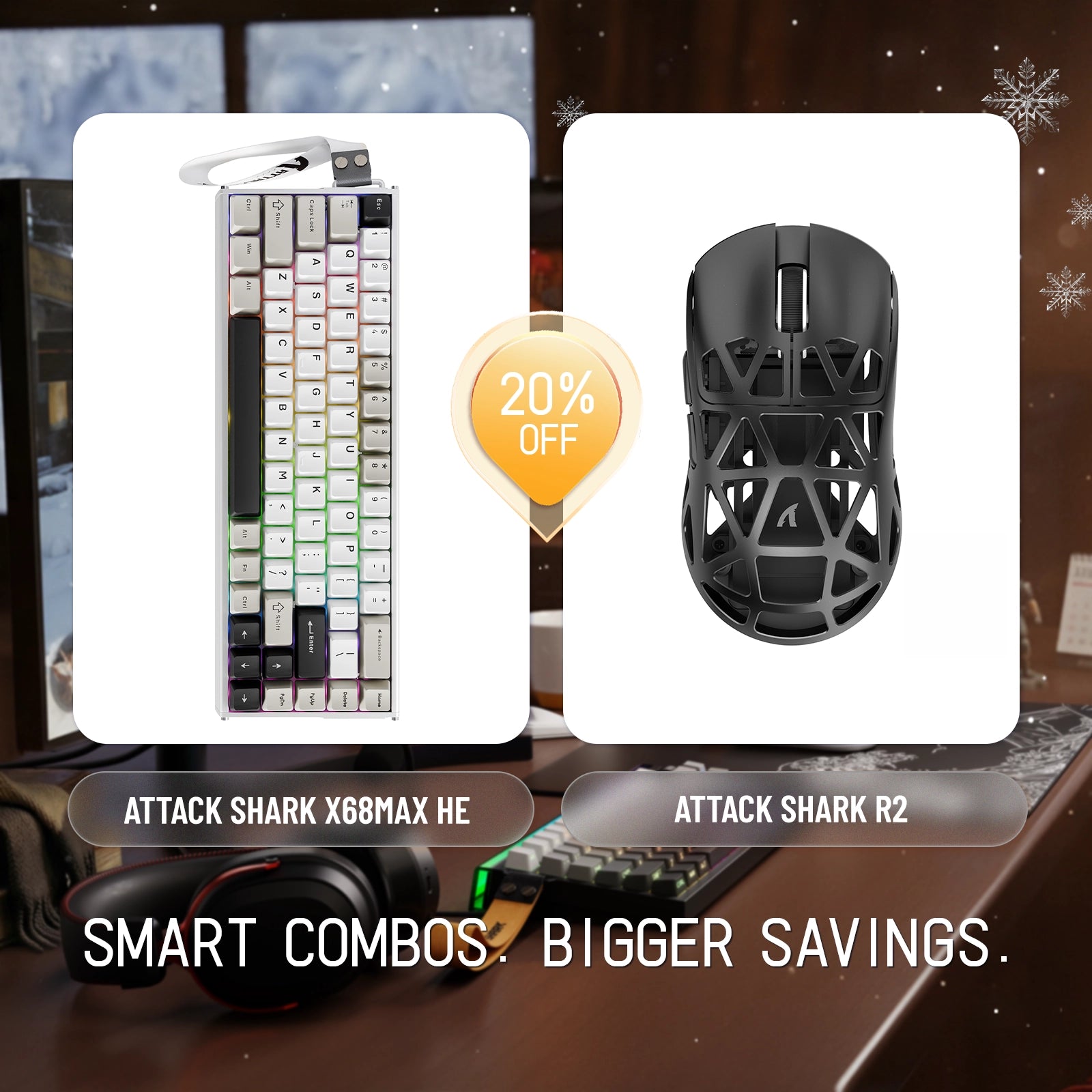 ATTACK SHARK X68MAX HE Rapid Trigger Aluminum Keyboard + R2 Magnesium Alloy Wireless Gaming Mouse Bundle