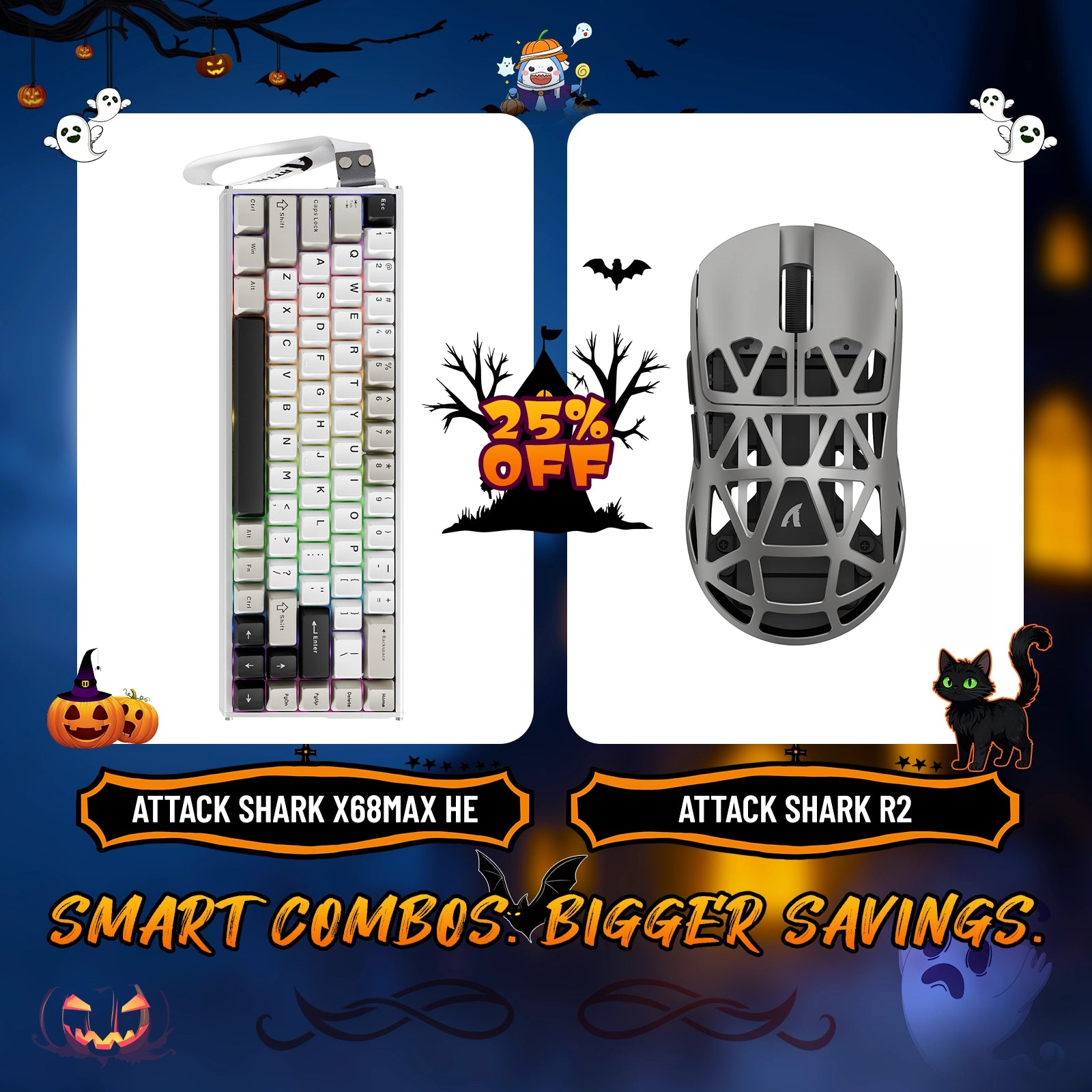 ATTACK SHARK X68MAX HE Rapid Trigger Aluminum Keyboard + R2 Magnesium Alloy Wireless Gaming Mouse Bundle