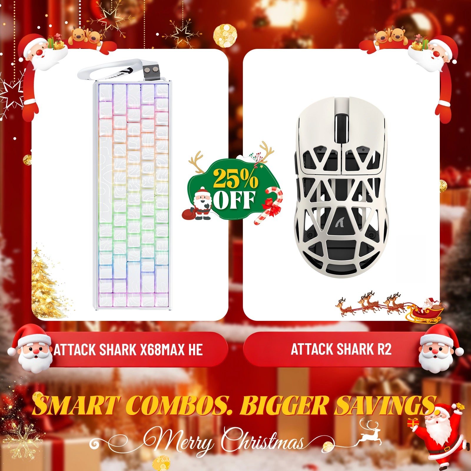 ATTACK SHARK X68MAX HE Rapid Trigger Aluminum Keyboard + R2 Magnesium Alloy Wireless Gaming Mouse Bundle