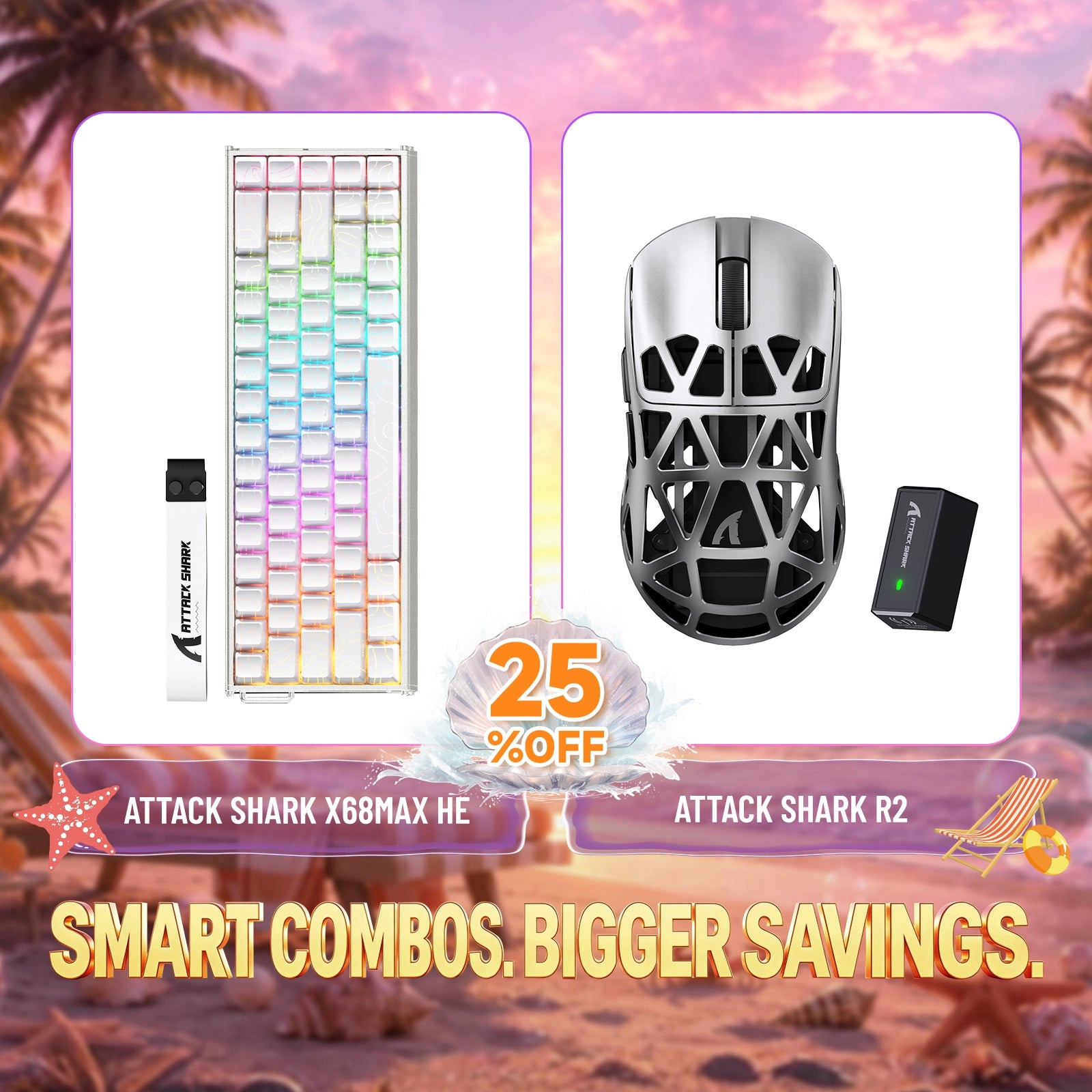 ATTACK SHARK X68MAX HE Rapid Trigger Aluminum Keyboard + R2 Magnesium Alloy Wireless Gaming Mouse Bundle