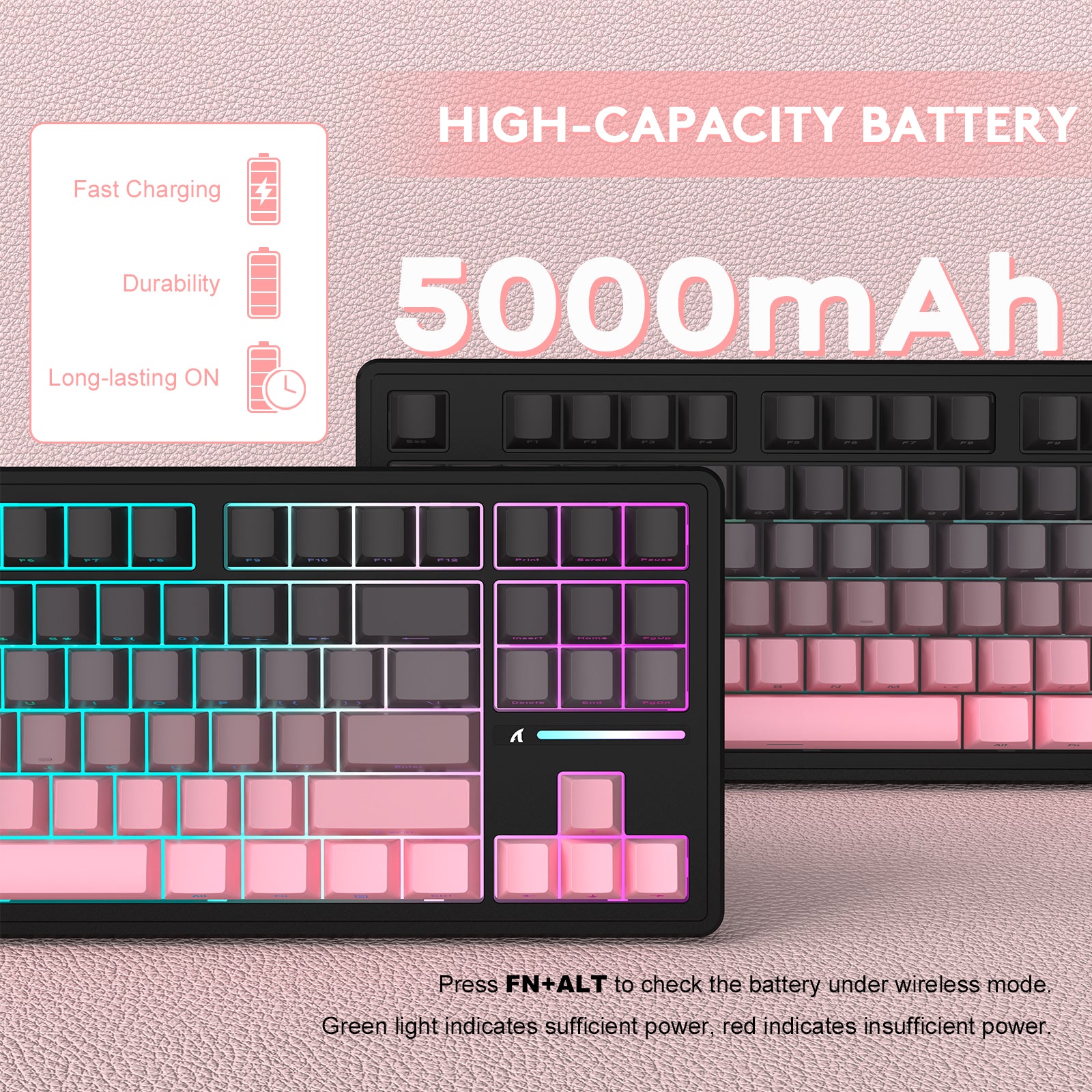 ATTACK SHARK M87PRO Wireless Mechanical Keyboard with Side Printed PBT Keycaps