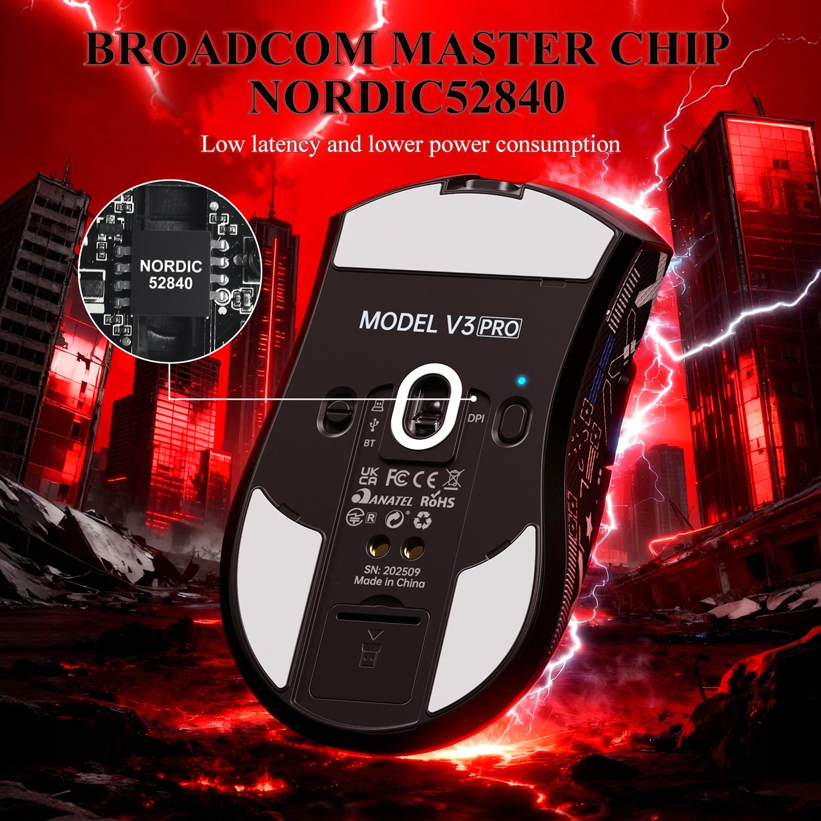 ATTACK SHARK V3PRO Ultra-Light Tri-Mode Gaming Mouse with Charging Dock
