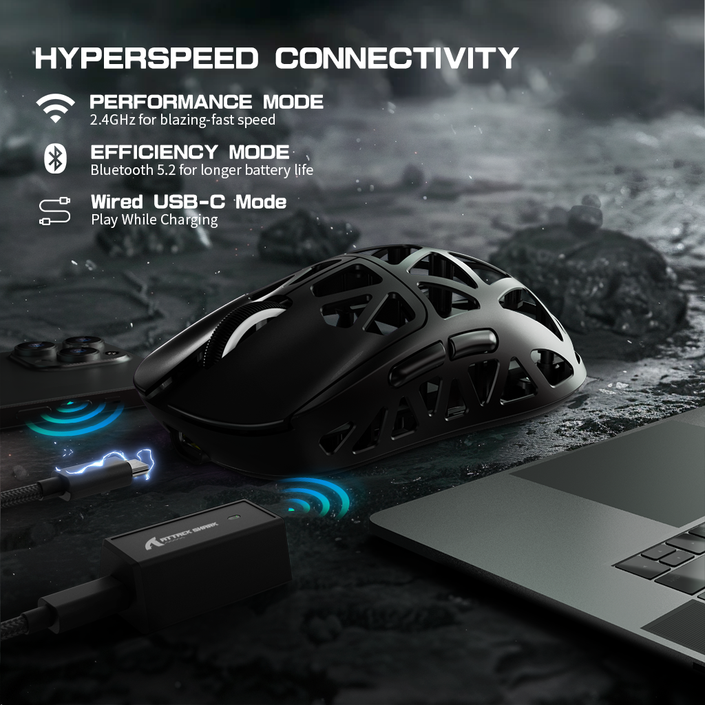 ATTACK SHARK R2 Magnesium Alloy PAW3950 Gaming Mouse 8K (Not Include the Charging Dock)