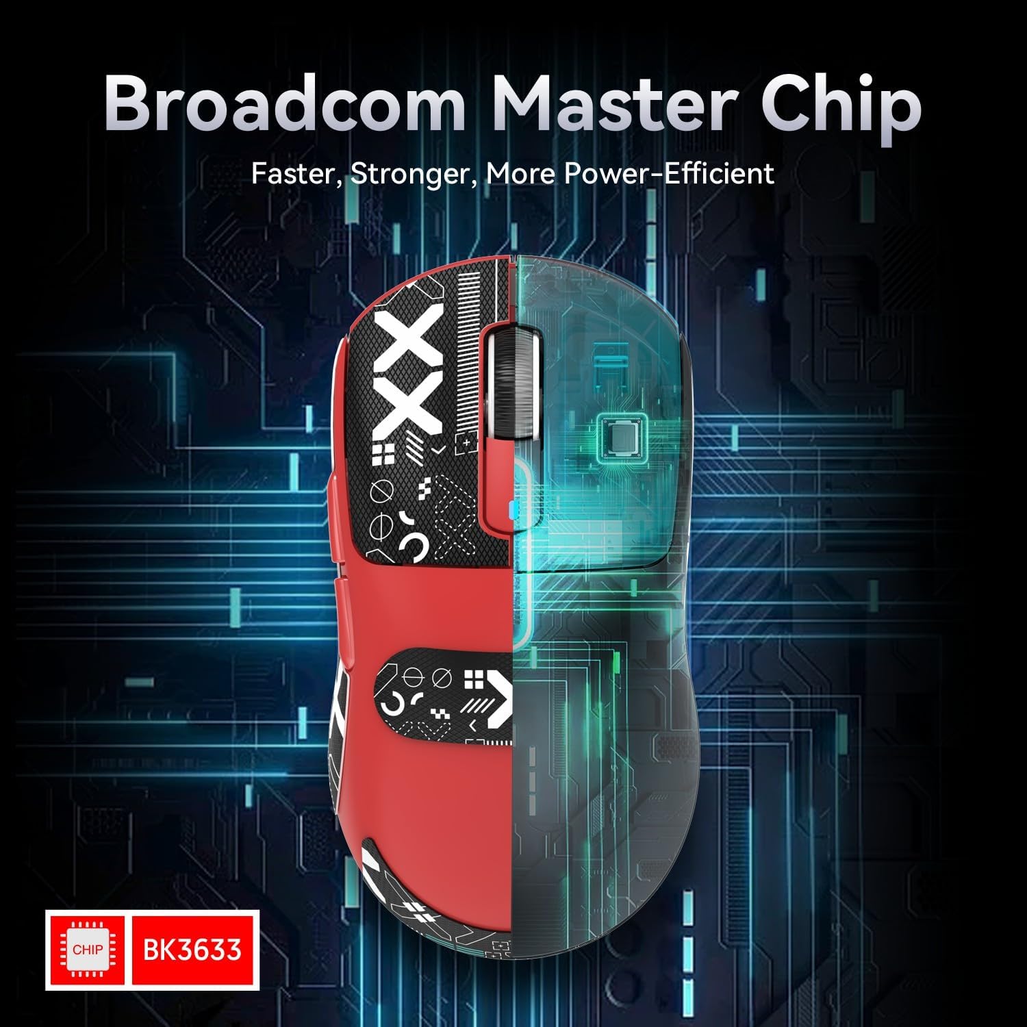 Broadcom BK3633 chip in Attack Shark X3 mouse showcasing efficiency and performance.