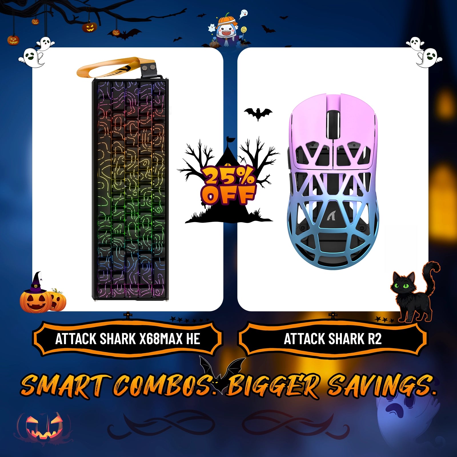 ATTACK SHARK X68MAX HE Rapid Trigger Aluminum Keyboard + R2 Magnesium Alloy Wireless Gaming Mouse Bundle