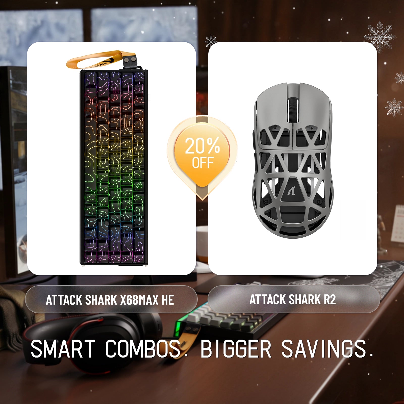 ATTACK SHARK X68MAX HE Rapid Trigger Aluminum Keyboard + R2 Magnesium Alloy Wireless Gaming Mouse Bundle
