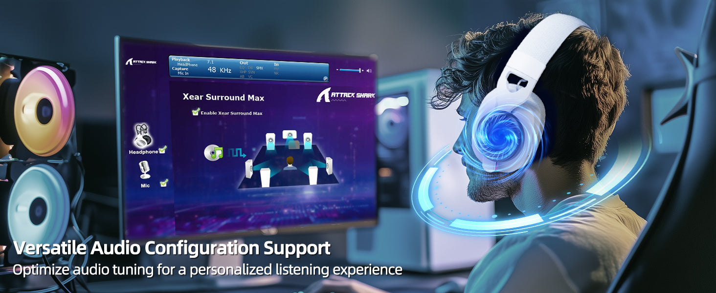 ATTACK SHARK L90 Foldable RGB Ultra-Light Tri-Mode Gaming Headset