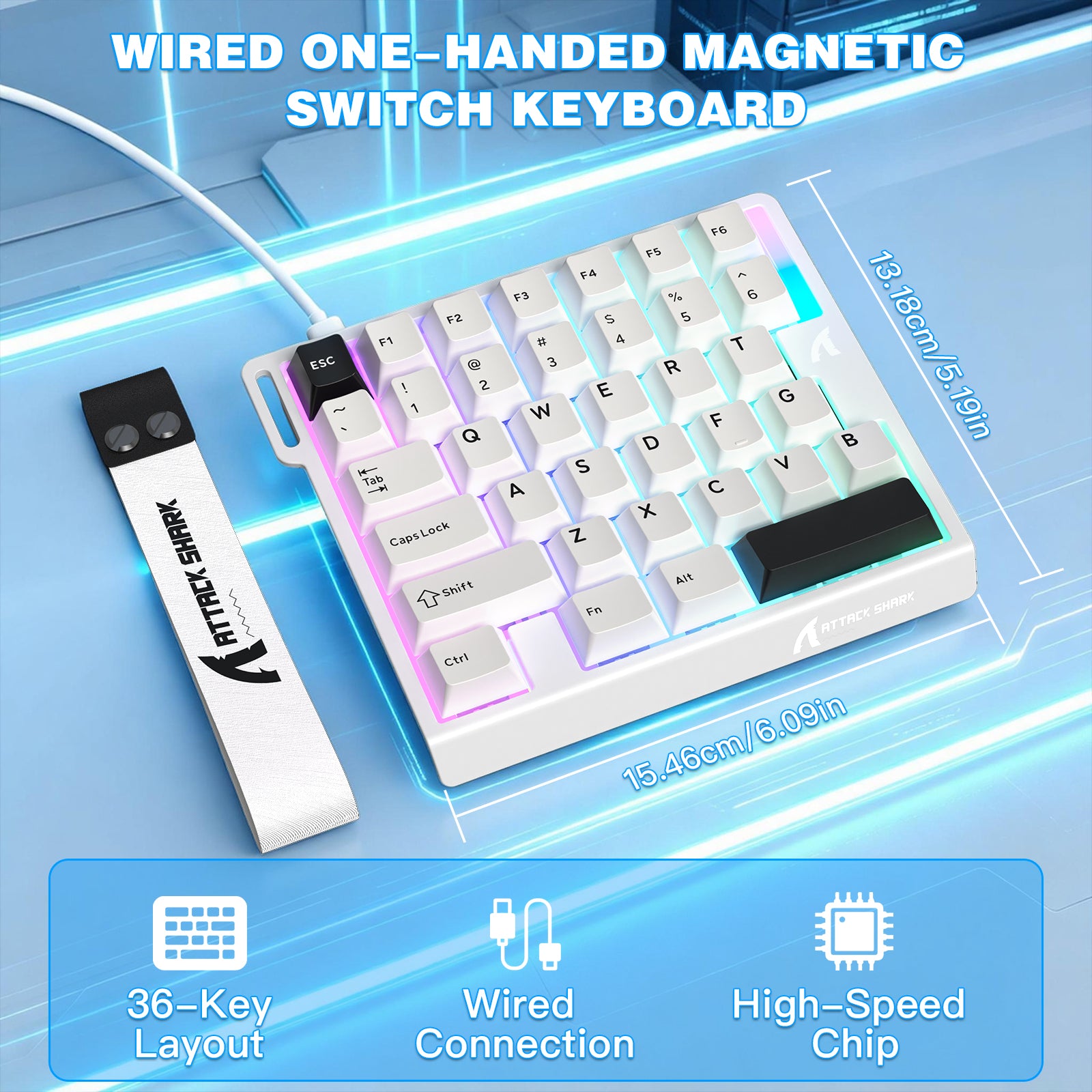 ATTACK SHARK M36 HE One-Handed Magnetic Switch Keyboard