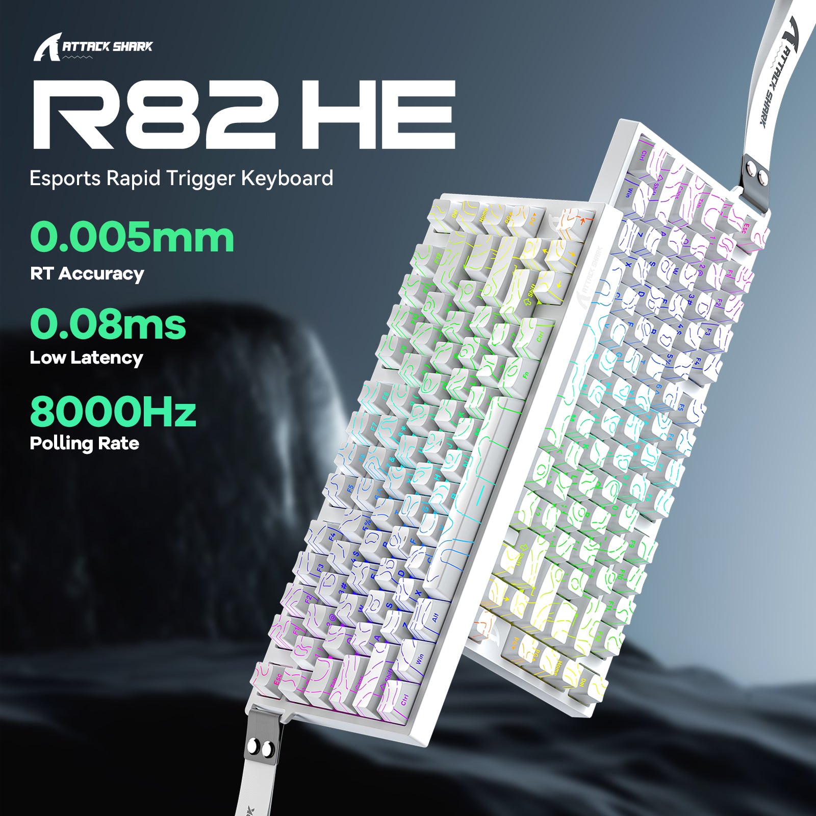 ATTACK SHARK R82 HE Rapid Trigger Keyboard Magnetic Switch with 0.005MM RT