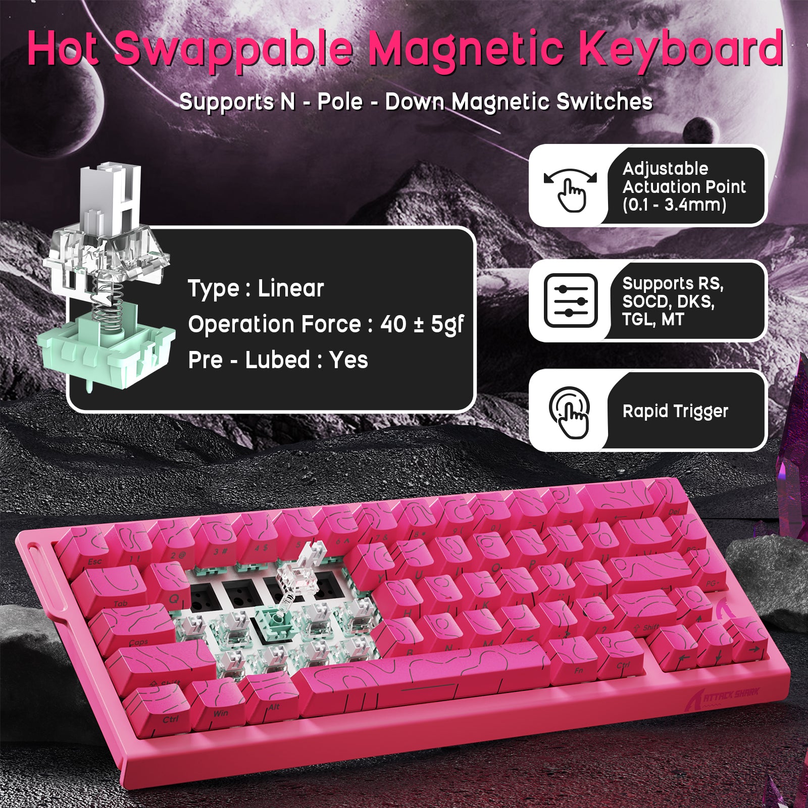 ATTACK SHARK X68HE Magnetic Keyboard With X3 Gaming Mouse Set
