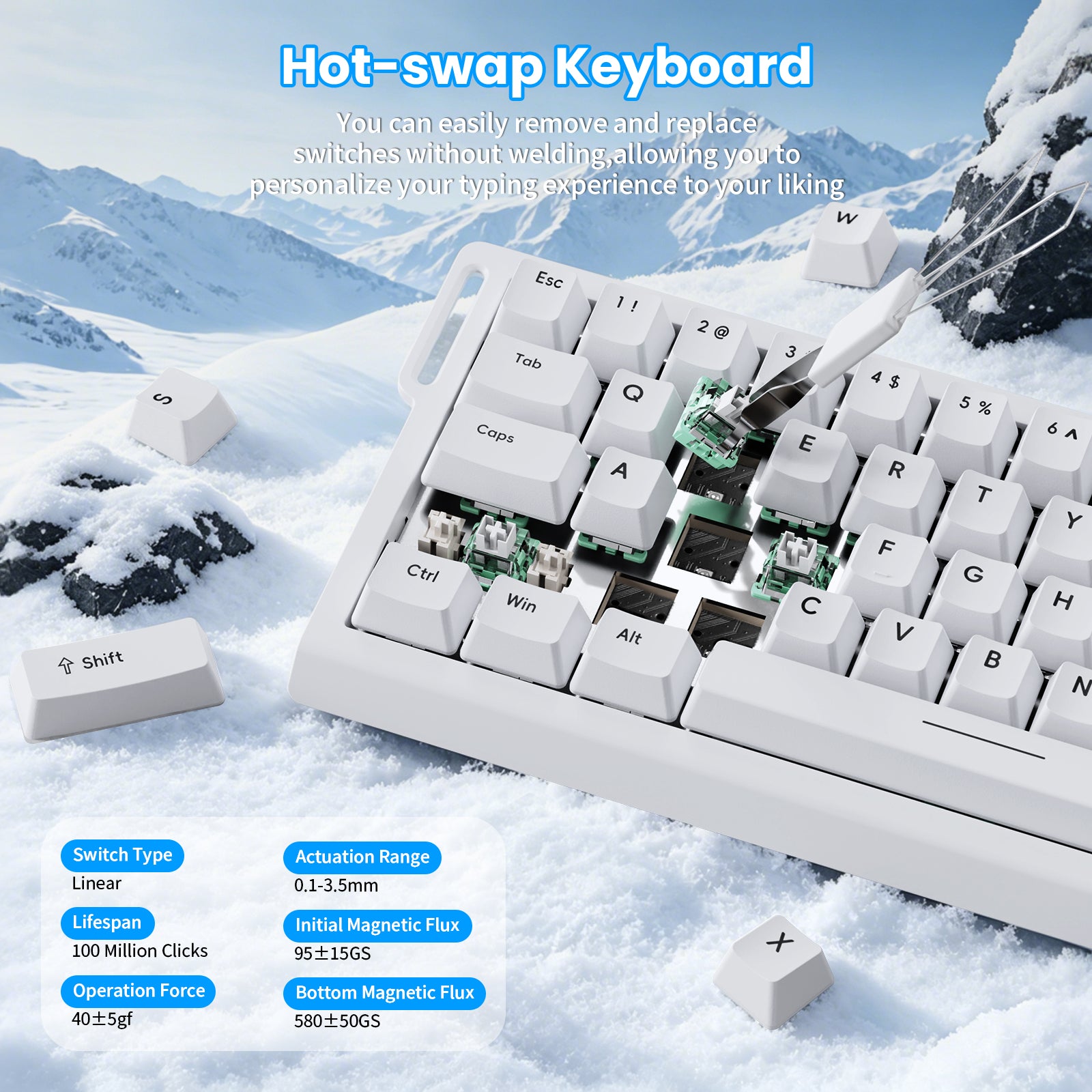 ATTACK SHARK X68 HE Rapid Trigger Keyboard Magnetic Switch with C01PRO Coiled Cable