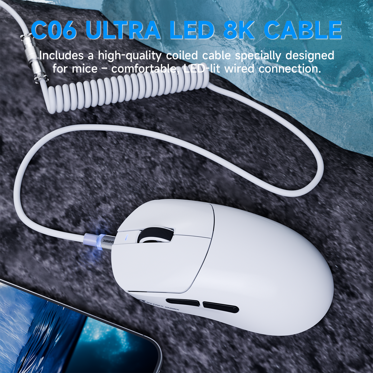 ATTACK SHARK X8 PLUS Tri-mode Wireless Gaming Mouse With C06 ULTRA Cable