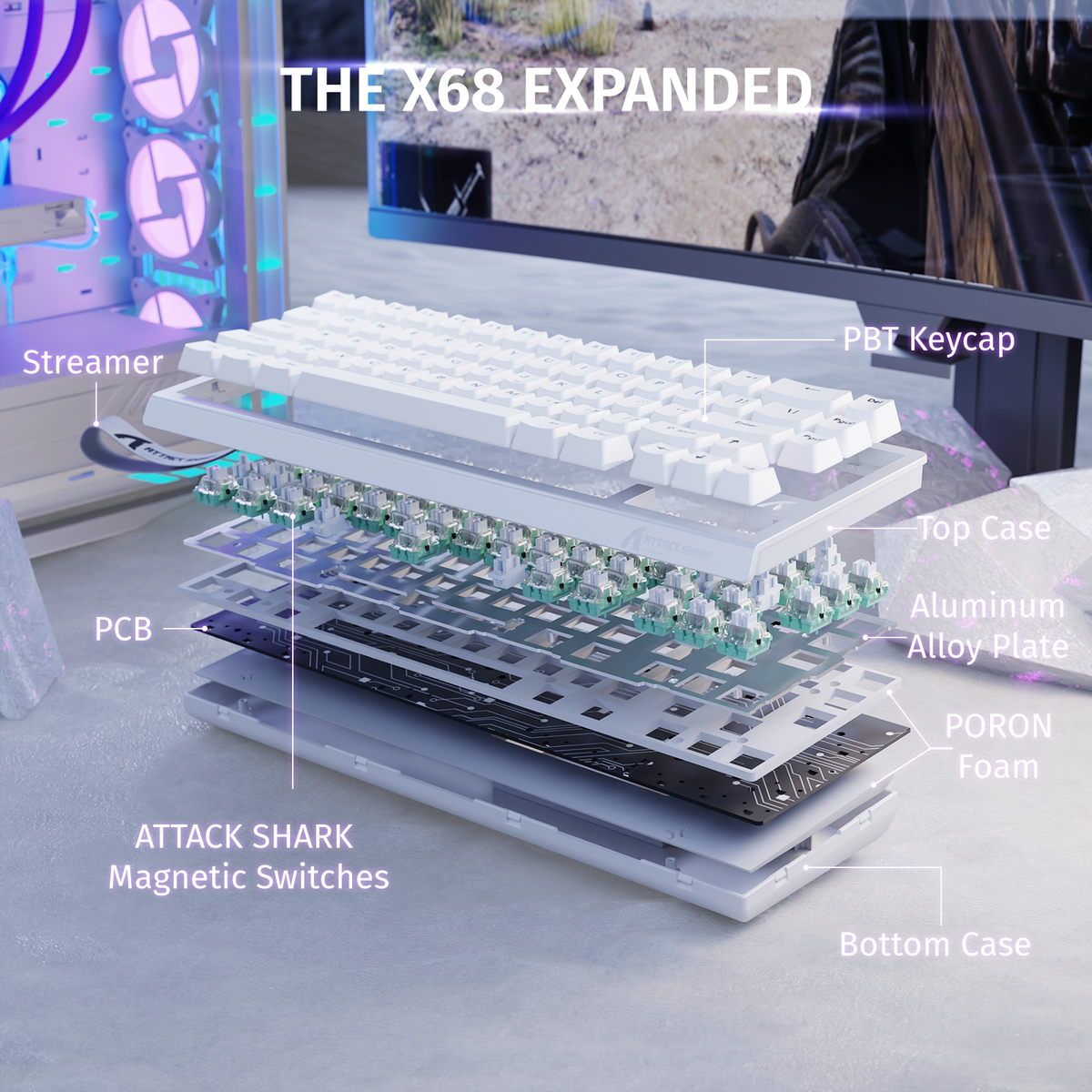 ATTACK SHARK X68 HE Rapid Trigger Keyboard Magnetic Switch