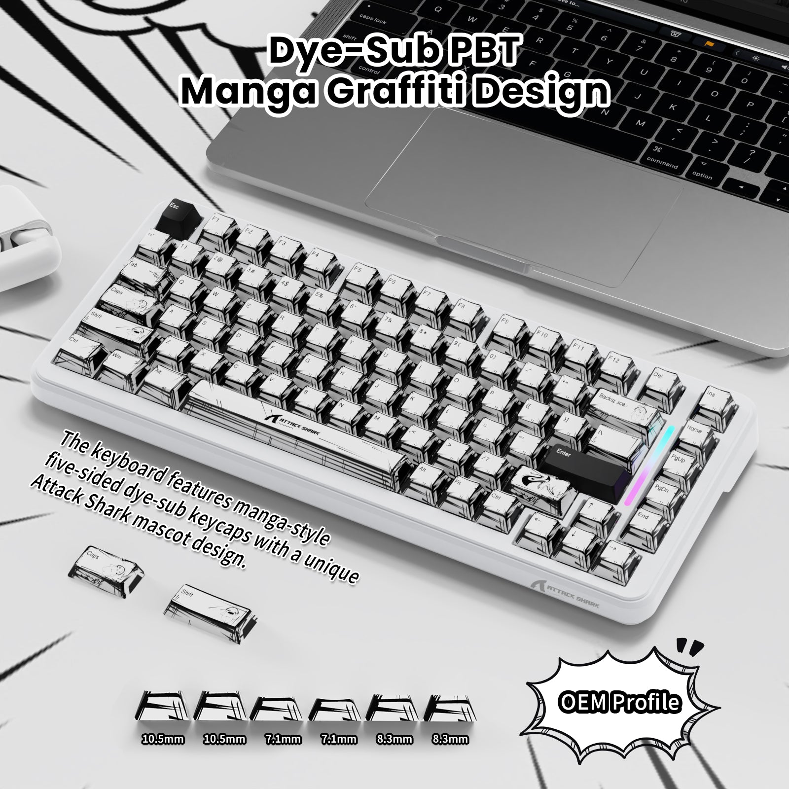 ATTACK SHARK X82PRO HE Magnetic Keyboard With C01Ultra RGB Coiled Cable