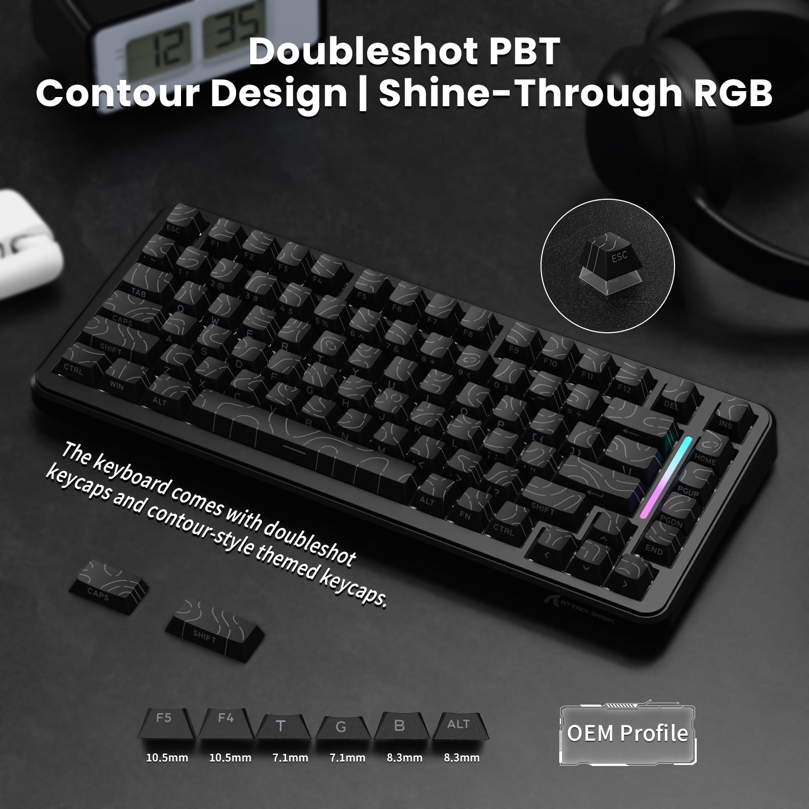 ATTACK SHARK X82PRO HE Magnetic Keyboard With C01Ultra RGB Coiled Cable