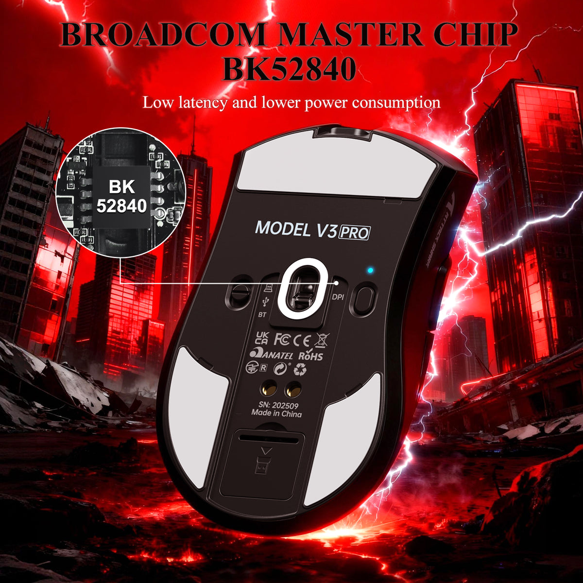 ATTACK SHARK V3 PRO Ultra-Light Tri-Mode Gaming Mouse with Charging Dock