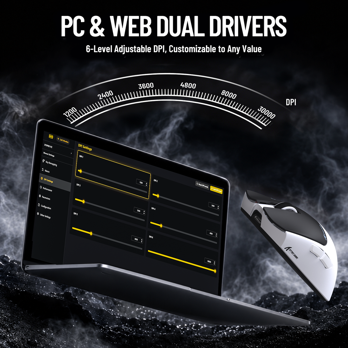 ATTACK SHARK X11 PRO V2 Wireless Gaming Mouse with TFT Display Charging Dock with C06 Coiled Cable