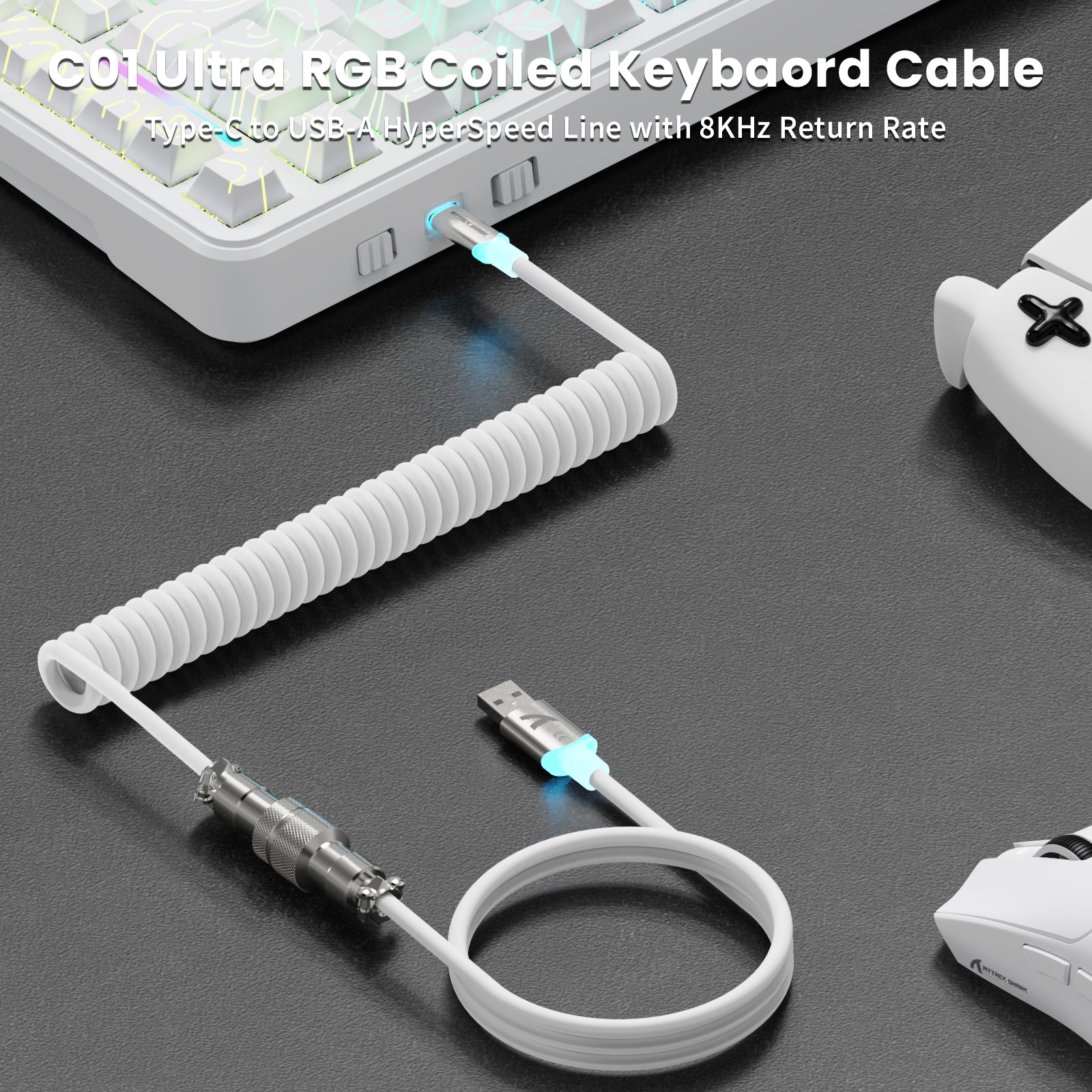 ATTACK SHARK X82PRO HE Magnetic Keyboard With C01Ultra RGB Coiled Cable