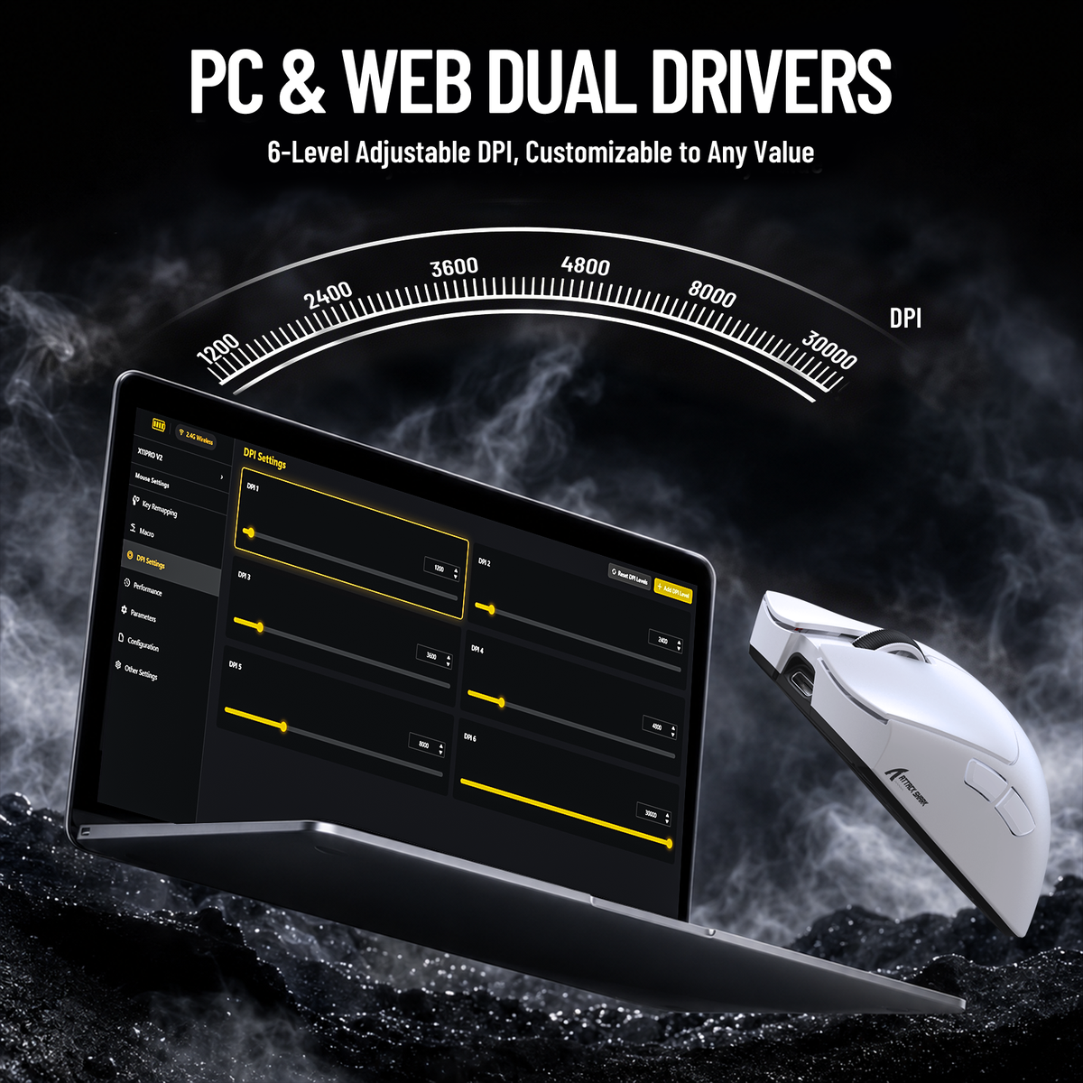 ATTACK SHARK X11 PRO V2 Wireless Gaming Mouse with TFT Display Charging Dock with C06 Coiled Cable