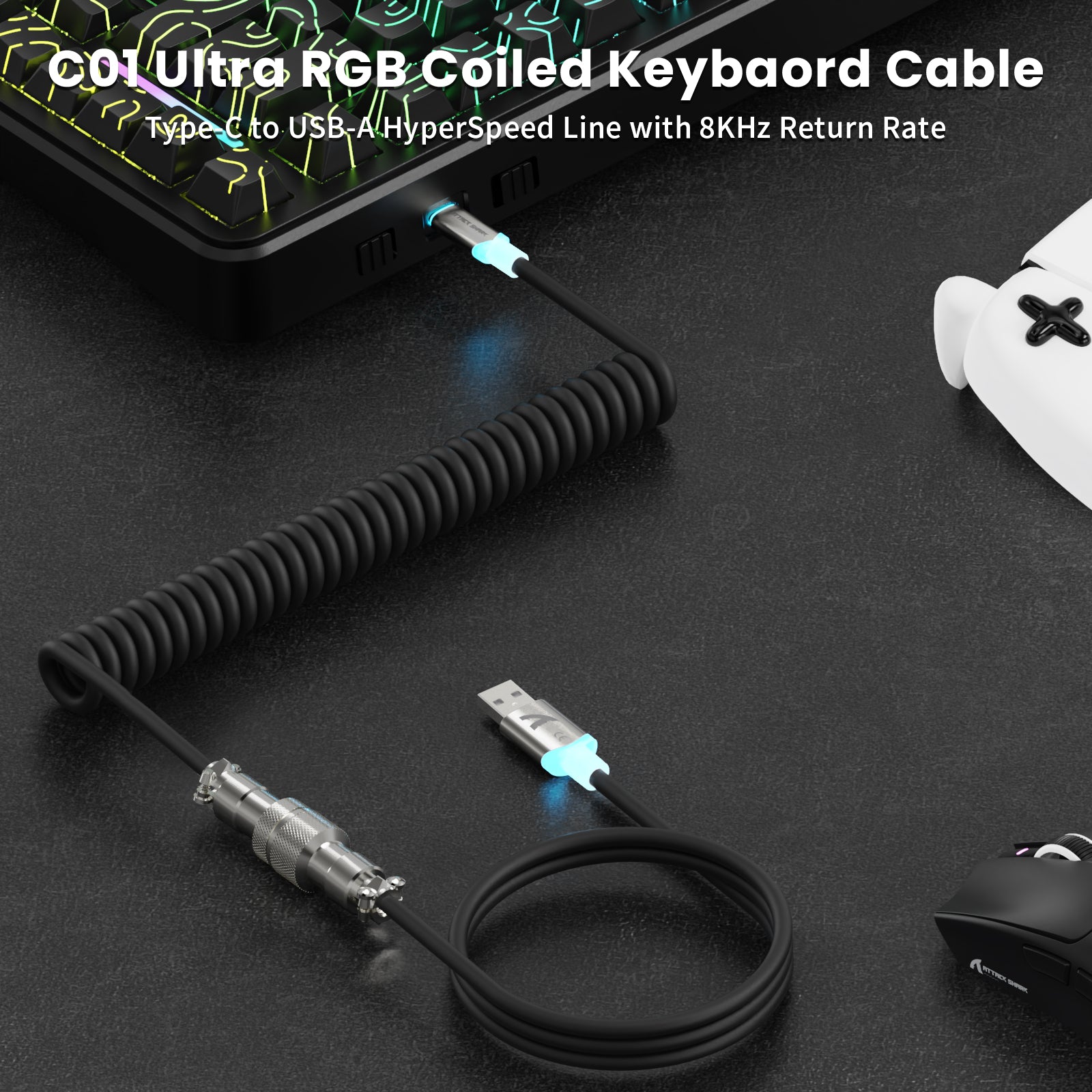 ATTACK SHARK X82PRO HE Magnetic Keyboard With C01Ultra RGB Coiled Cable