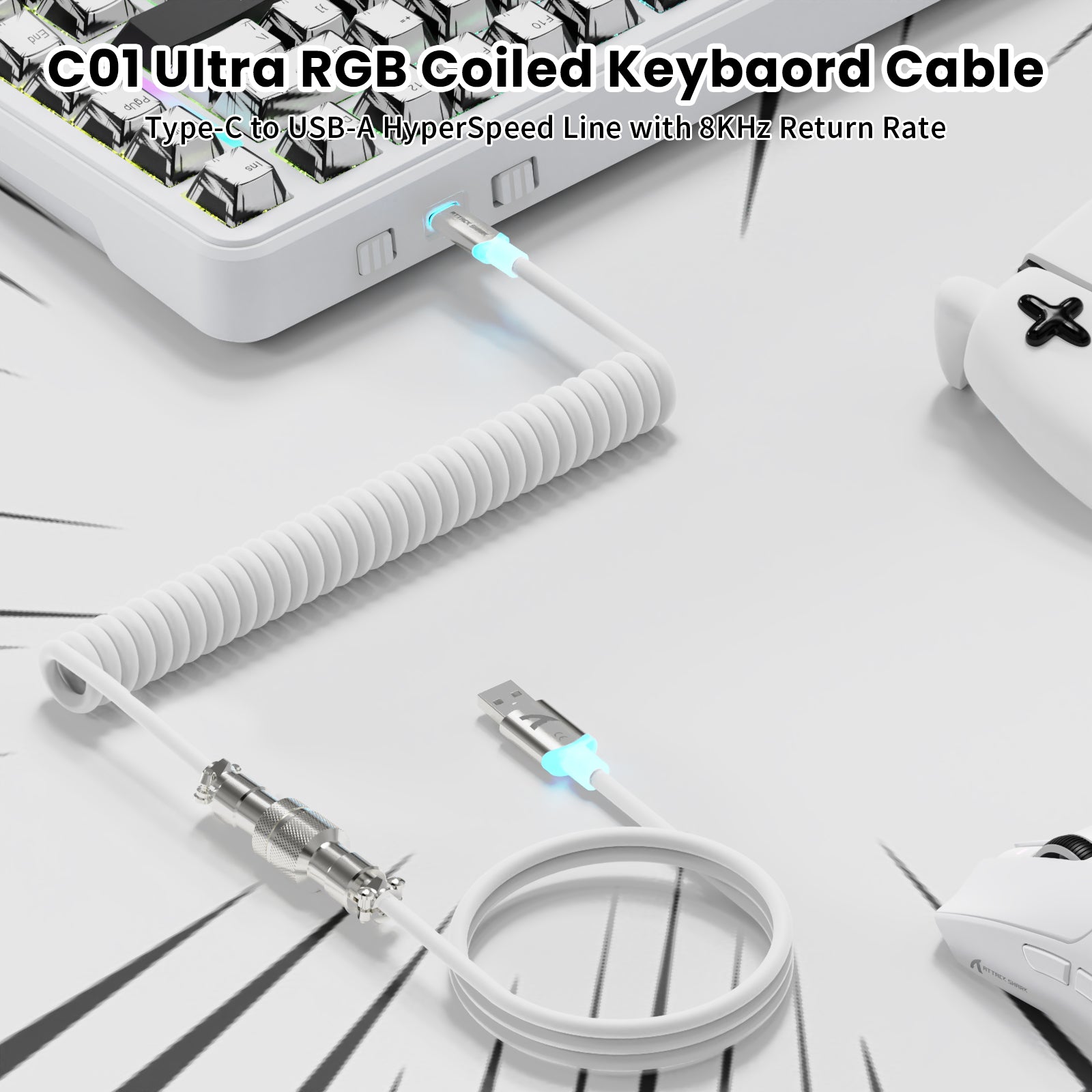 ATTACK SHARK X82PRO HE Magnetic Keyboard With C01Ultra RGB Coiled Cable
