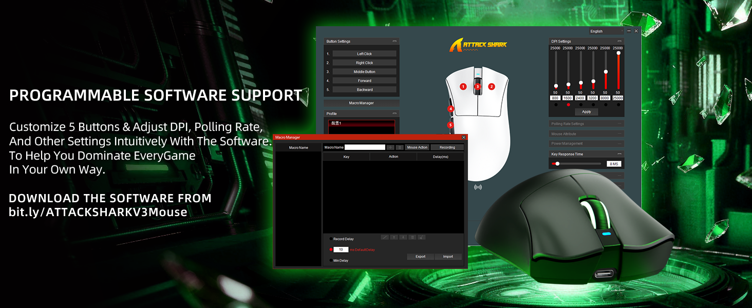 ATTACK SHARK V3 Ultra-Light Tri-Mode Gaming Mouse