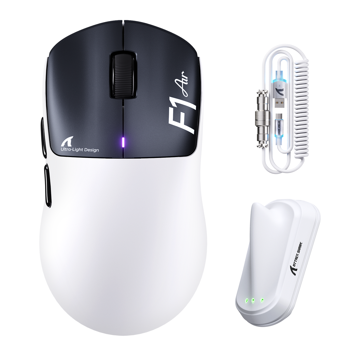 ATTACK SHARK F1 AIR 39g Wireless PAW3955MAX Gaming Mouse with C06 Ultra Cable