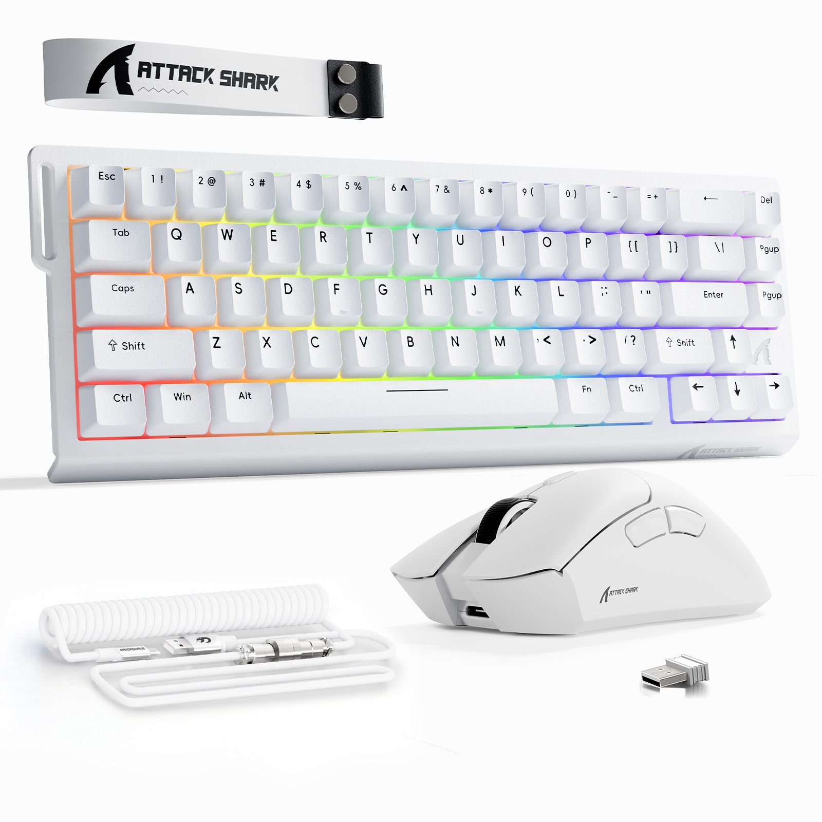 ATTACK SHARK R68 HE ホワイト（アイスニンジャ） X68 HE & R1 Bundle with C01 Coiled Cable | Full Setup