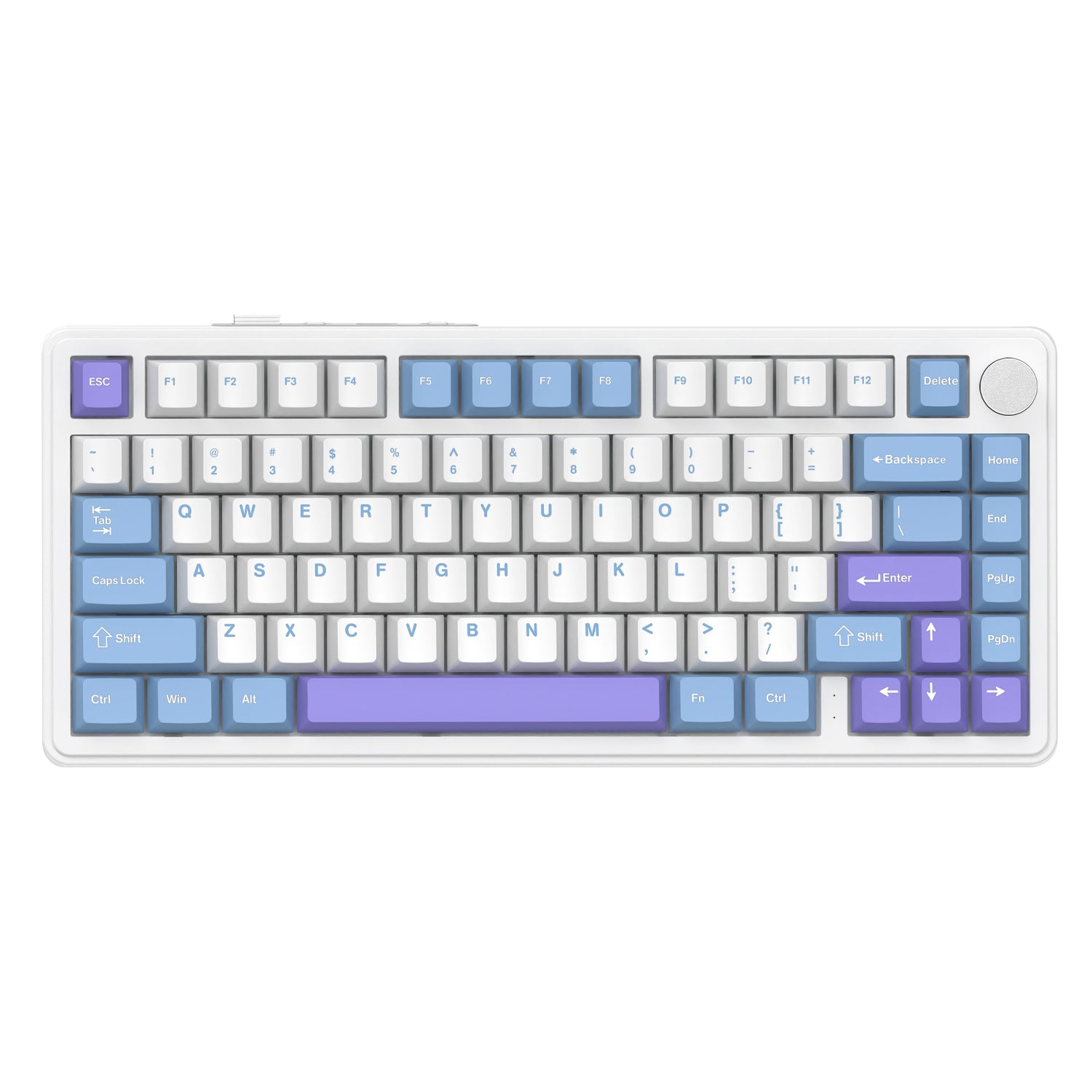 Top view of Attack Shark X85 Wireless Mechanical Keyboard with blue and purple gradient keycaps.