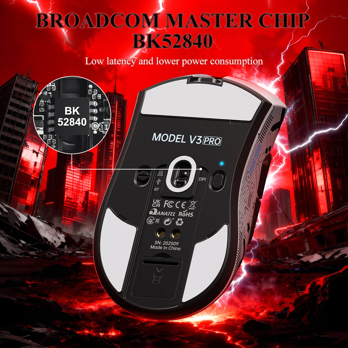 ATTACK SHARK V3 PRO Ultra-Light Tri-Mode Gaming Mouse with Charging Dock