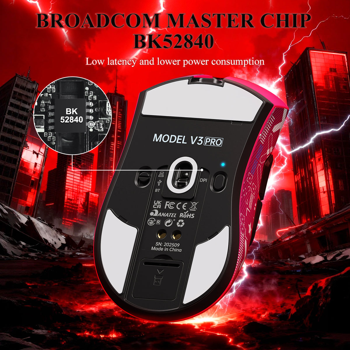 ATTACK SHARK V3 PRO Ultra-Light Tri-Mode Gaming Mouse with Charging Dock